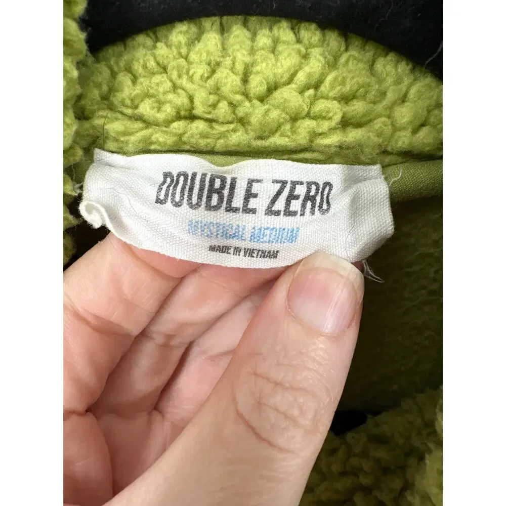 Double Zero Jacket Womens Medium Green Fleece Snap Fuzzy Soft Cozy Warm - Picture 2 of 7